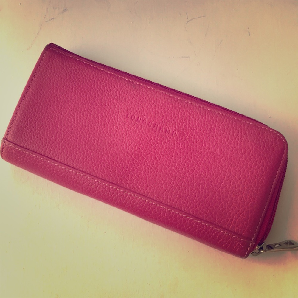 Long champ large leather zip wallet